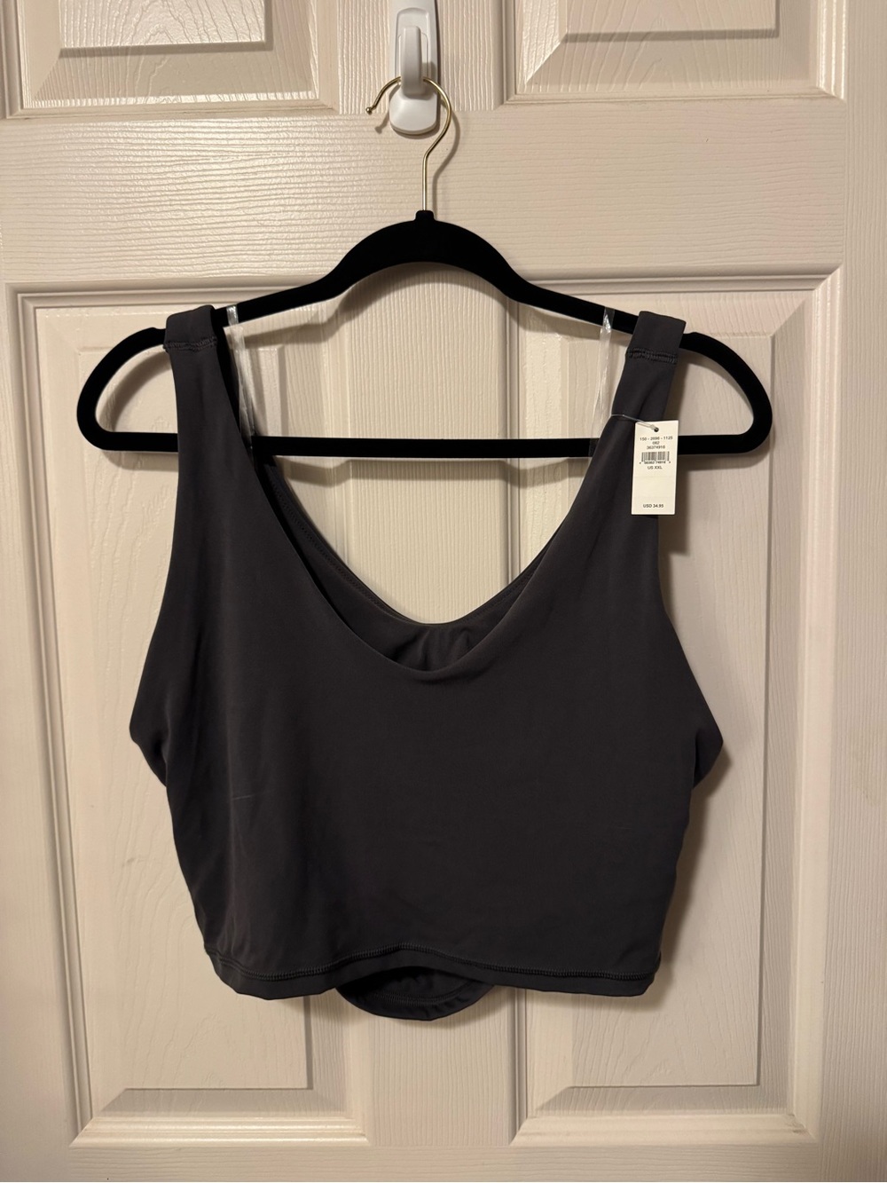 aerie Black Scoop-Back Crop Tank
